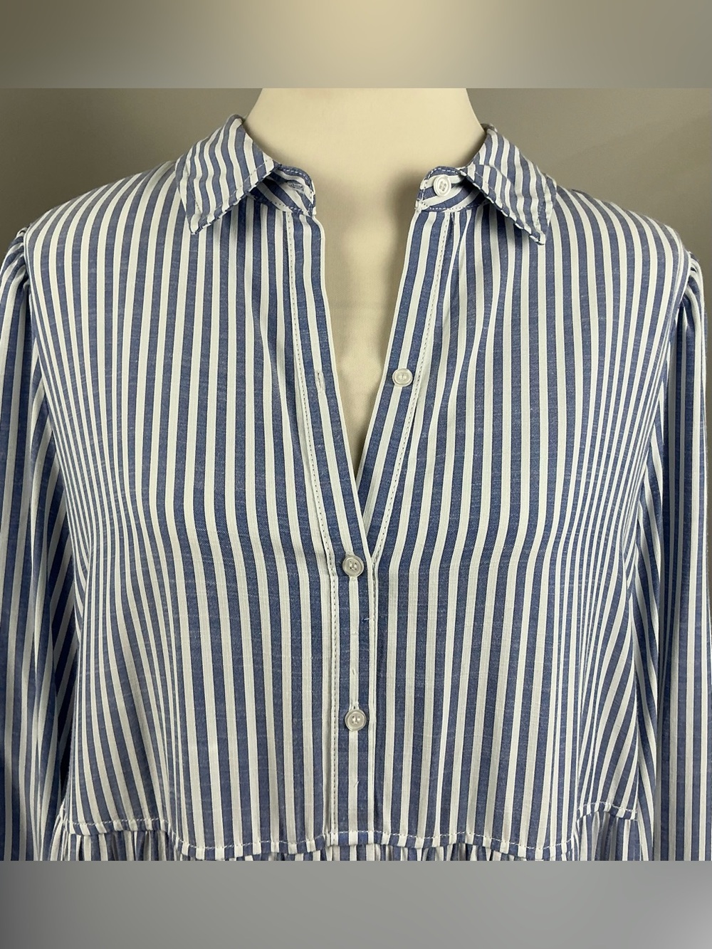 Max Studio London Blue White Striped Tiered Shirt Dress XL - Picture 3 of 5